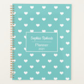 Modern hartspatroon turquoise gepersonaliseerd planner (Voorkant)