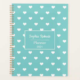 Modern hartspatroon turquoise gepersonaliseerd planner