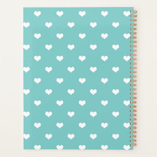 Modern hartspatroon turquoise gepersonaliseerd planner (Achterkant)