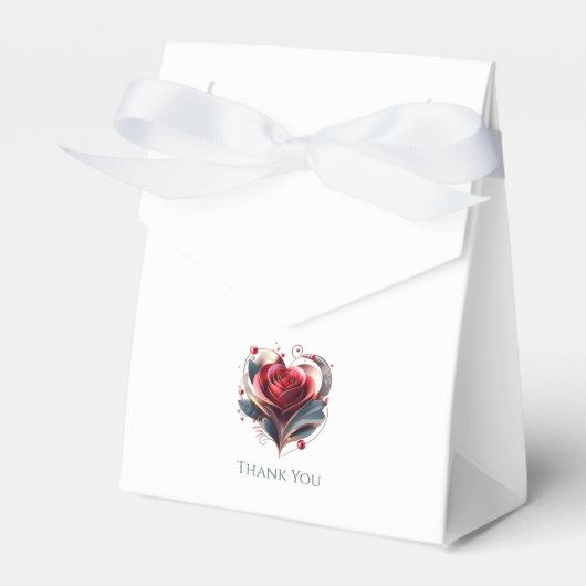 Modern Hartvormig Roos-Bruiloft Dank u Bedankdoosjes (Voorkant Zijde)