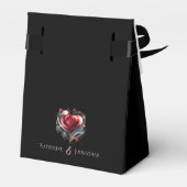 Modern Hartvormig Roos-Bruiloft Dank u Bedankdoosjes (Achterkant)