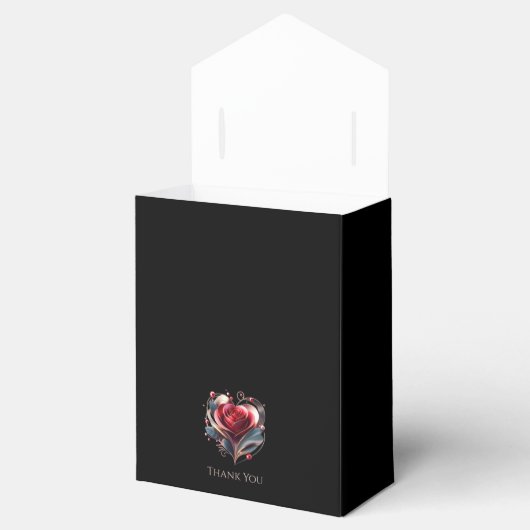 Modern Hartvormig Roos-Bruiloft Dank u Bedankdoosjes (Geopend)