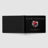 Modern hartvormig Roos bruiloft Gastenboek (Volledig)