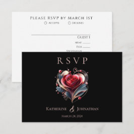 Modern hartvormig Roos bruiloft RSVP Kaartje