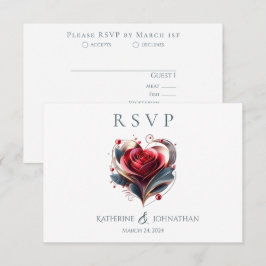 Modern hartvormig Roos bruiloft RSVP Kaartje