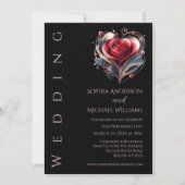 Modern hartvormig Roos bruiloft uitnodiging (Voorkant)
