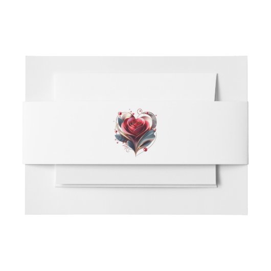 Modern hartvormig Roos-bruiloft- Uitnodigingen Wikkel (Voorkant Voorbeeld)