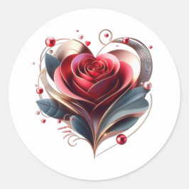 Modern hartvormig Roos Ronde Sticker