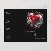 Modern Hartvormig Roos-RSVP-Wedding- Briefkaart (Voorkant)