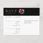 Modern Hartvormig Roos-RSVP-Wedding- Briefkaart (Achterkant)