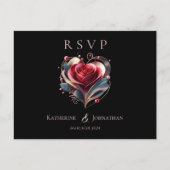 Modern Hartvormig Roos-RSVP-Wedding- Briefkaart (Voorkant)
