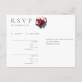 Modern Hartvormig Roos-RSVP-Wedding- Briefkaart (Achterkant)