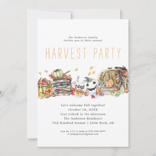 Modern Harvest Dinner Party Invitation Feestdagenkaart (Voorkant)