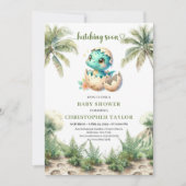 Modern Hatching Soon Dinosaur Egg Shower Invite Kaart (Voorkant)