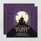 Modern Haunted House Halloween Party Invitation Kaart (Voorkant / Achterkant)