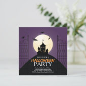Modern Haunted House Halloween Party Invitation Kaart (Staand voorkant)