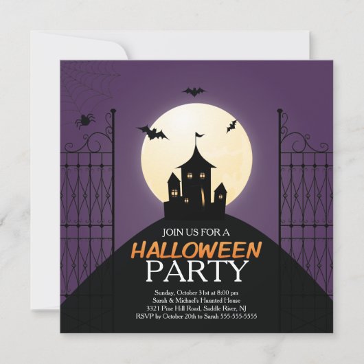 Modern Haunted House Halloween Party Invitation Kaart (Voorkant)