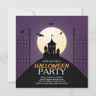 Modern Haunted House Halloween Party Invitation Kaart