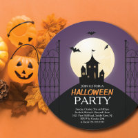 Modern Haunted House Halloween Party Uitnodiging