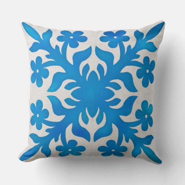 MODERN HAWAÏAN QUILT PILLOW- plumeria  Kussen (Voorkant)