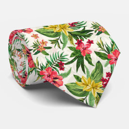 Modern Hawaiian Colorful Flowers Stropdas