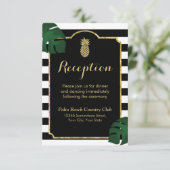Modern Hawaiian Gold Pineapple Weddenschap Informatiekaartje (Staand voorkant)