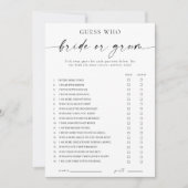 Modern He Said She Said Bride or Groom Game Kaart (Voorkant)