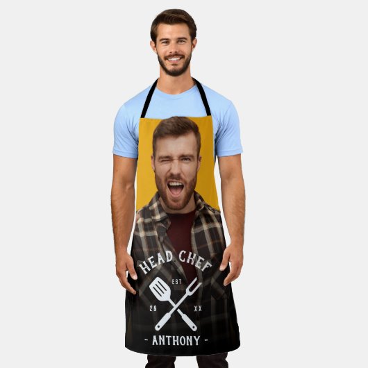 Modern Head Chef Cool Name Mannen Apron Schort (Gedragen)