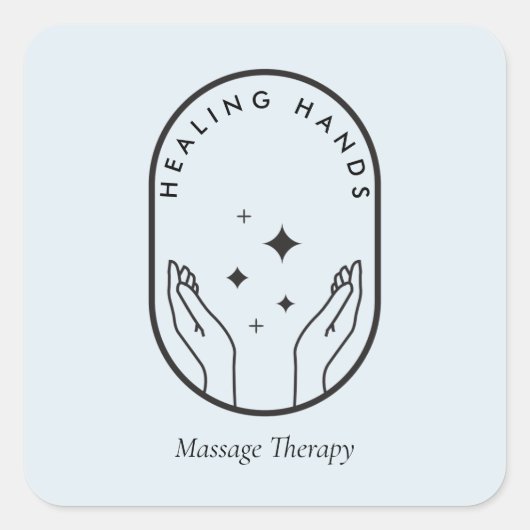 Modern Healing Hands Massage, Wellness Logo Blauw Vierkante Sticker (Voorkant)