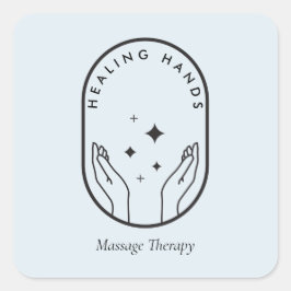 Modern Healing Hands Massage, Wellness Logo Blauw Vierkante Sticker
