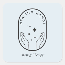 Modern Healing Hands Massage, Wellness Logo Blue Vierkante Sticker