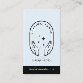 Modern Healing Hands Massage Zwart en Blauw Logo Visitekaartje