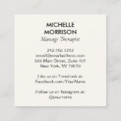 Modern Healing Hands Massage Zwart en Ivoor Logo Vierkante Visitekaartje (Achterkant)