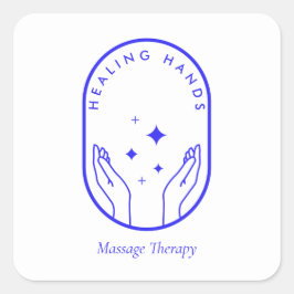 Modern Healing Hands Massagesalon, Wellness Blau L Vierkante Sticker