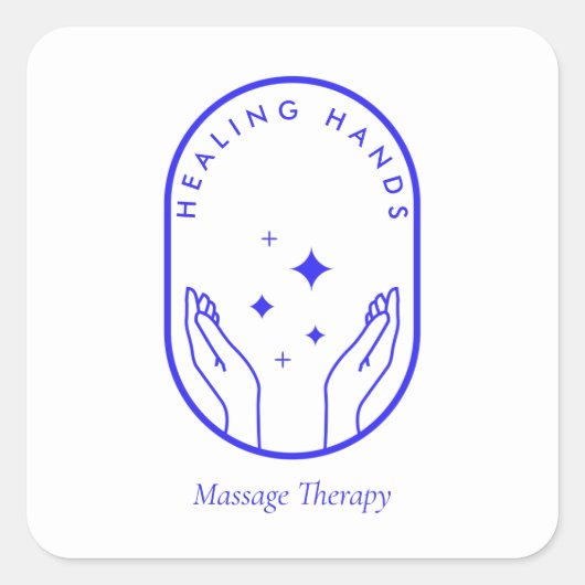 Modern Healing Hands Massagesalon, Wellness Blau L Vierkante Sticker (Voorkant)