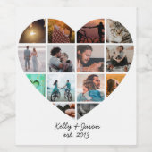Modern Heart 14 Foto Collage Love Family Wijn Etiket (Enkel label)