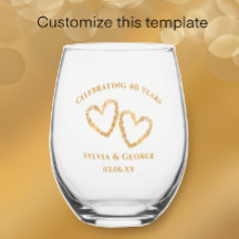 Modern Heart 40th Wedding Jubileum gepersonaliseer