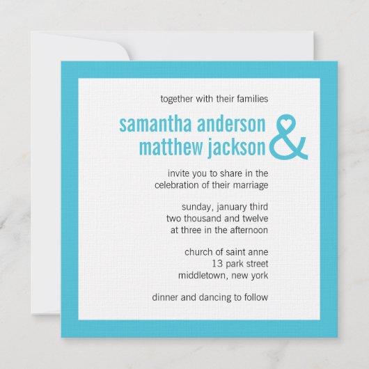 Modern Heart Ampersand Wedding Uitnodiging (Voorkant)