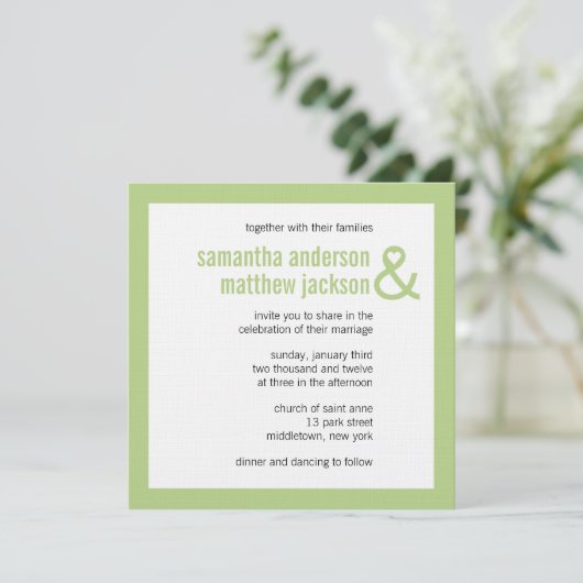 Modern Heart Ampersand Wedding Uitnodiging (Staand voorkant)