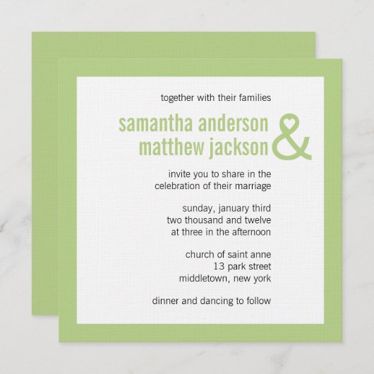 Modern Heart Ampersand Wedding Uitnodiging (Voorkant / Achterkant)