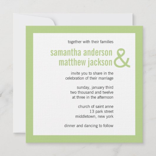 Modern Heart Ampersand Wedding Uitnodiging (Voorkant)