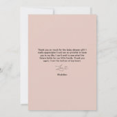 Modern Heart Baby shower Foto Dank je Kaart (Achterkant)