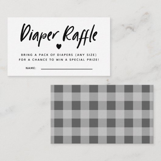 Modern Heart Baby shower Luier Raffle ticket Informatiekaartje (Voorkant / Achterkant)