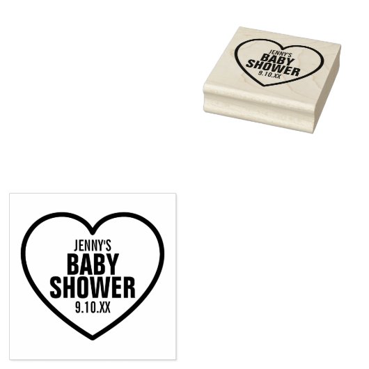 Modern Heart Baby shower Sprinkle Favor Rubberstempel (Gestempeld)
