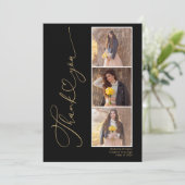 Modern Heart Black Gold Afstuderen Hartelijk dank Bedankkaart (Staand voorkant)