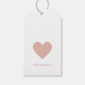 Modern Heart Blush Pink Polka Dots Chic Custom Cadeaulabel (Voorkant)