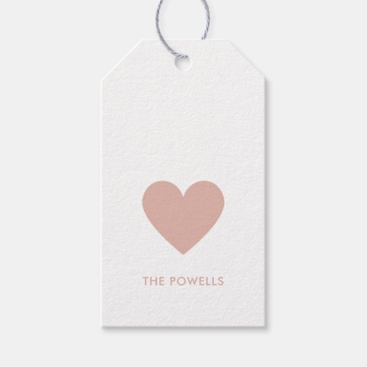 Modern Heart Blush Pink Polka Dots Chic Custom Cadeaulabel (Voorkant)