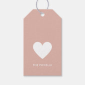 Modern Heart Blush Pink Preppy Stripe gepersonalis Cadeaulabel (Voorkant)