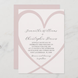 Modern Heart Blush Pink Wedding Kaart