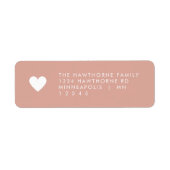Modern Heart Blush Roze Minimal Chic Love Adres Etiket (Voorkant)